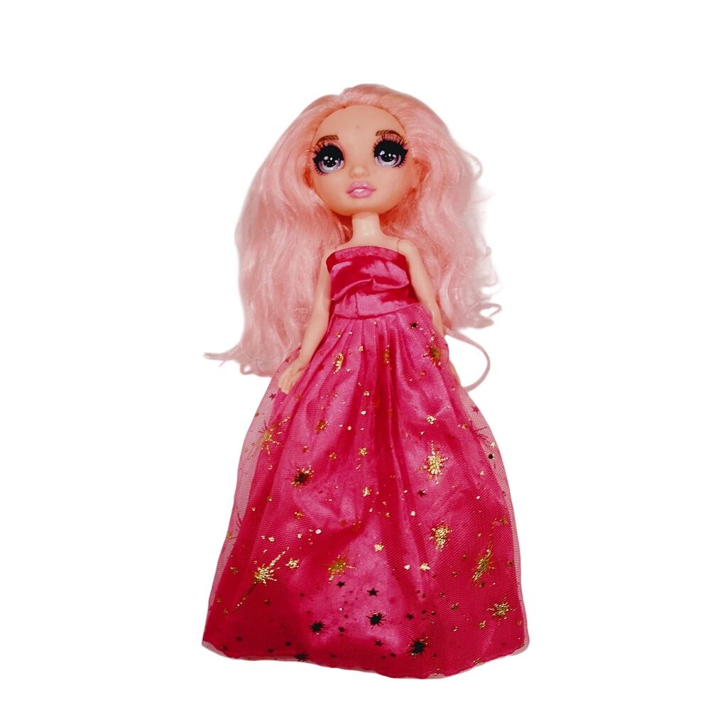 10 " Rainbow High Bella Parker Doll Long Pink Hair Pink Metallic Dress Heels